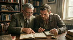 Dos abogados especialistas en arrendamientos (padre e hijo) revisando los plazos y la duración de un contrato de alquiler en un calendario según la LAU.