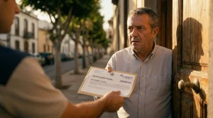 Hombre recibiendo un burofax legal para exigir la devolución de la fianza del alquiler según el artículo 36 de la LAU en Las Palmas.