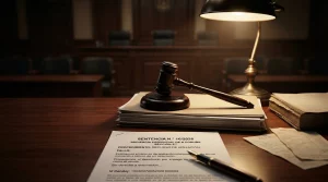 Mazo de juez sobre una sentencia firme de desahucio por impago de alquiler tras ignorar un burofax, concepto de abogados inmobiliarios.