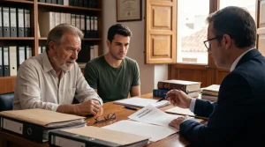 Abogado experto en derecho inmobiliario en Las Palmas asesorando sobre el contrato de alquiler y la nueva ley a un propietario e inquilino.
